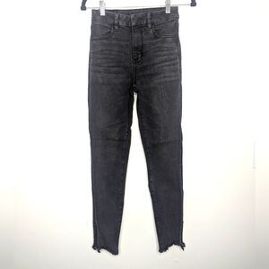 American Eagle Next Level Stretch Skinny Jeans Zipper Ankle Black 2